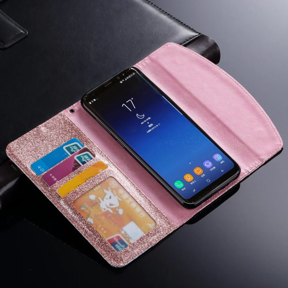 Роскошный чехол кошелек для Samsung S20 Ultra S8 Plus S10 S10E S7 Edge Note 10 блестящий с откидной
