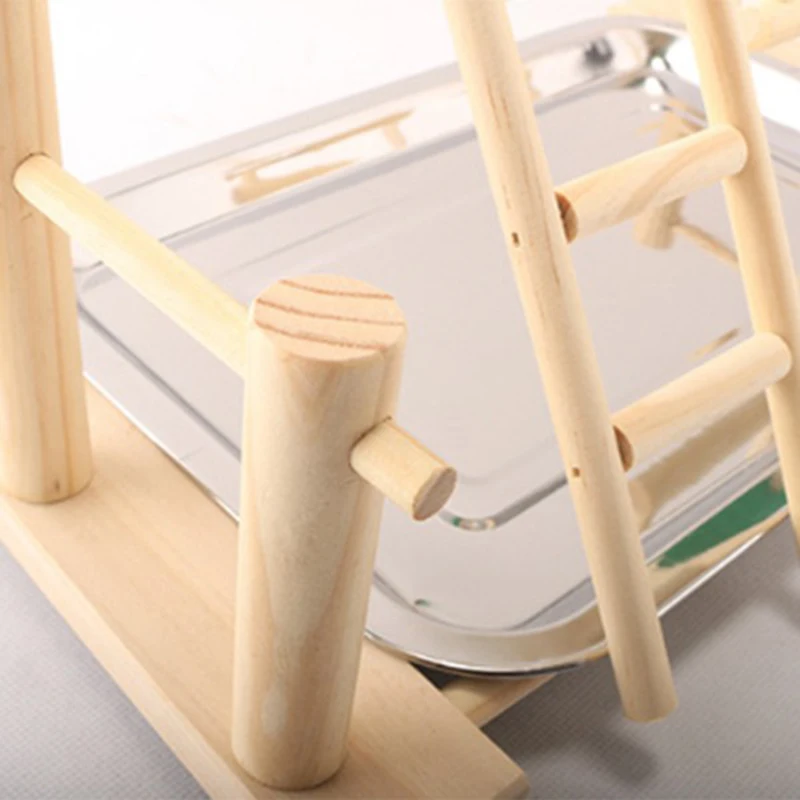 

Parrot Wood Stand Activity Center Ladder Swing Tray Cup Perch Bird Play Rack