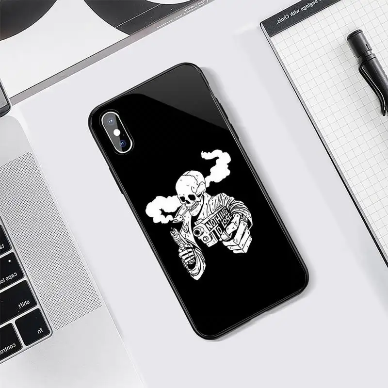 

Rose Skeleton Hand Skull terror Phone Case Tempered glass For iphone 5C 6 6S 7 8 plus X XS XR 11 PRO MAX