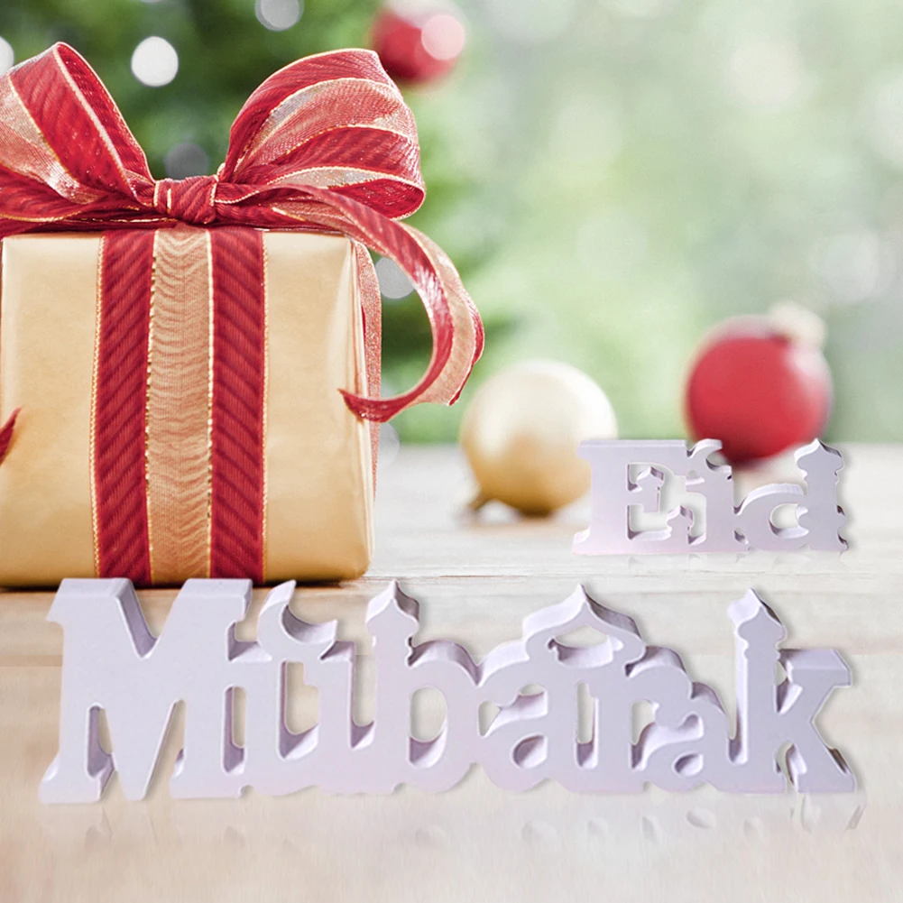 

White EID Mubarak PVC Letter Sign Craft Ornaments Islamic Ramadan Party Sign Ramadan Decoration for Home