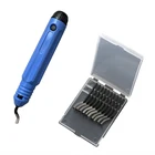 Набор инструментов для удаления заусенцев с ручкой, комплект из 10 вращающихся лезвий для удаления заусенцев, пластиковых ручных заусенцев для деревообработки