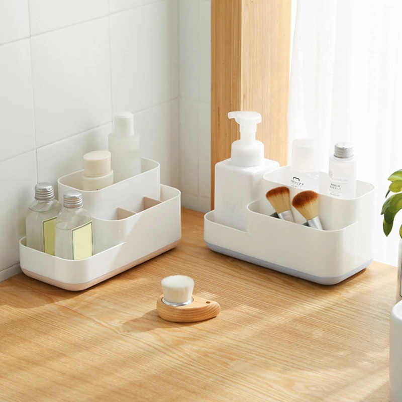 Пластиковый органайзер для макияжа косметическая коробка хранения в ванной