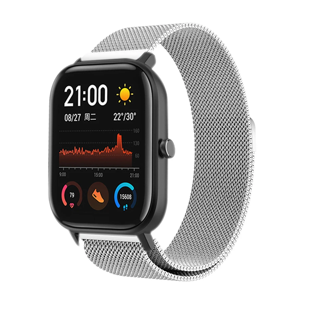 Браслет для Amazfit gts ремешок Миланская петля ремешок для часов для Huami Amazfit bip gtr 42 мм 47 мм металлический ремешок из нержавеющей стали