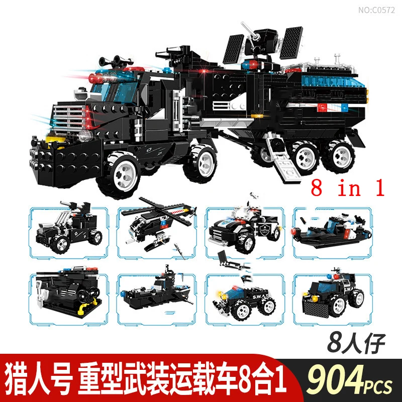 Строительные блоки спецназа SWAT полицейский участок автобус автомобиль вертолет