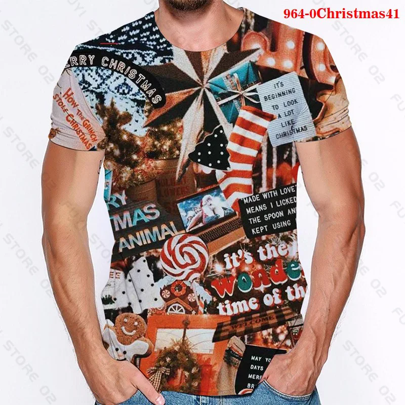 

Christmas Tree 3D Pattern T Shirt Short Sleeve Tee Streetwear Tops Couple Christmas Gifts Tops & Tees Xams Funny T-shirt Tshirt