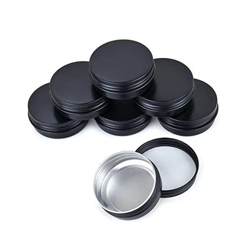 

100pcs 30g 1oz Black Round Aluminum Tins Empty Metal Sample Lip Balm Cans Containers With Screw Top For Salve/Spices/Candles