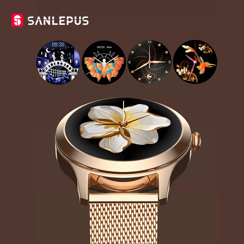 

2021 SANLEPUS Stylish Women's Smart Watch Luxury Waterproof Wristwatch Stainless Steel Casual Girls Smartwatch For Android iOS