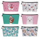 Косметичка с цифровой печатью, альпака, косметичка для путешествий, с рисунком ленивой ламы, женская косметичка для хранения