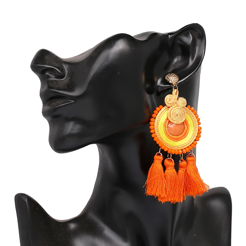 

Wholesale Boho Long Tassel Earrings Za Women Bohemian Rainbow Ethnic Wedding Handmade Fringe Dangle Earring Jewelry Dropshipping
