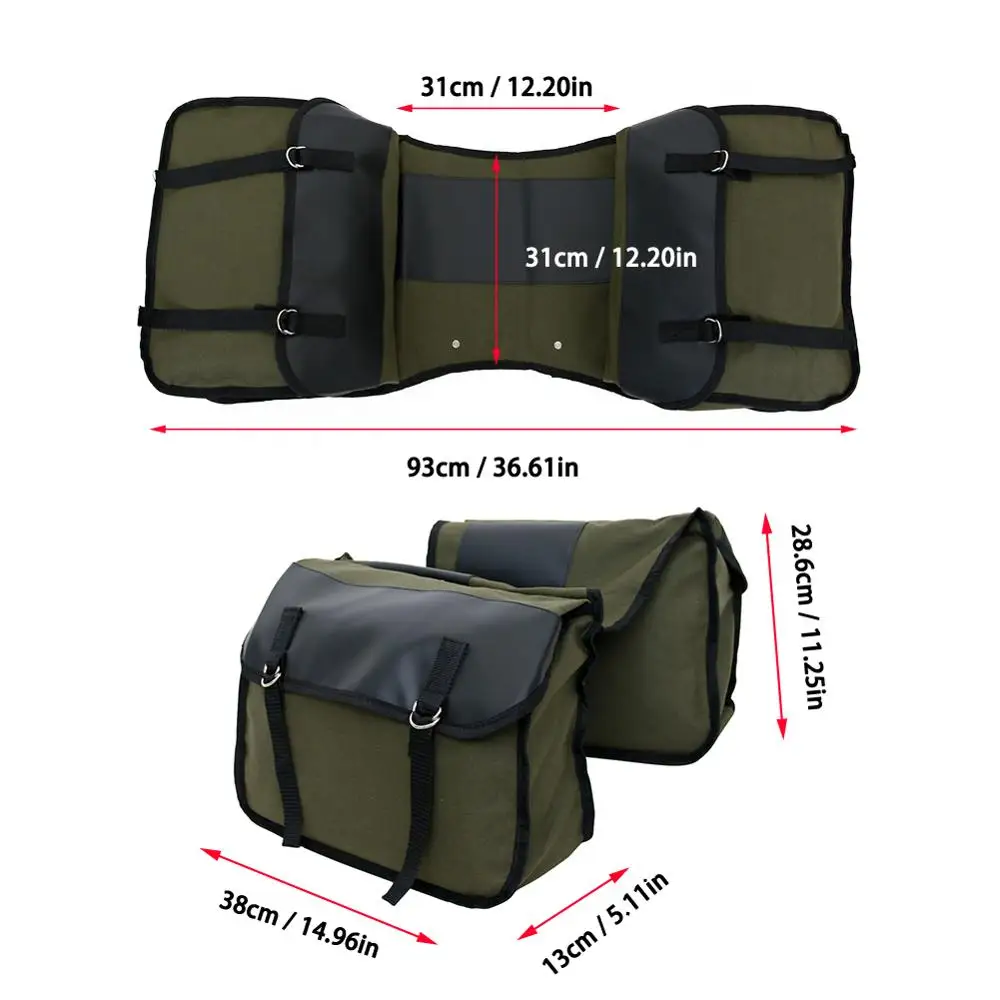 

Ultra-durable Large Capacity Adjustable Motorcycle Canvas + LeaPopr Saddle Bag Double Luggage Rack Bag Side Backpack Packing Bag