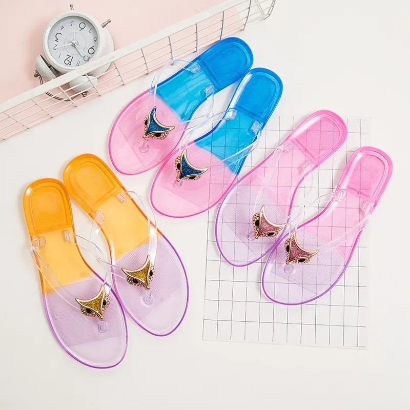 

Шлепанцы женские прозрачные, Нескользящие сандалии на плоской подошве, с кристаллами, в ванную комнату, для пляжа, летние, Q078