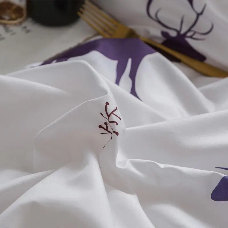 Комплект постельного белья в полоску с изображением оленя 3/4 шт. | Дом и сад