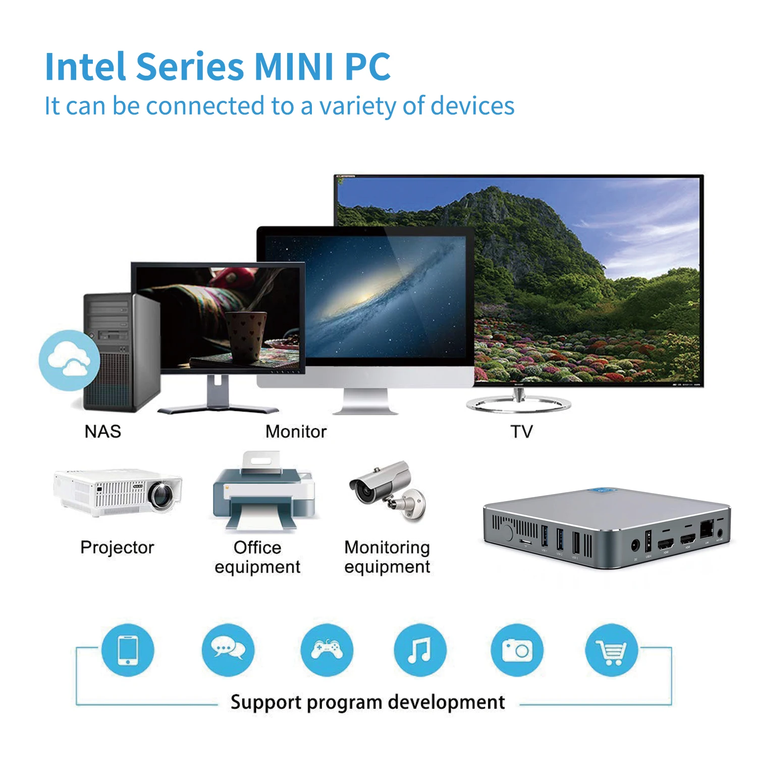 Мини-ПК AK7 Win10 Linux Intel Celeron N3350 4 Гб ОЗУ 64 ПЗУ Dual WIFI 2 ГБ + 5 8 RJ45 USB3.0 12 В А - купить по