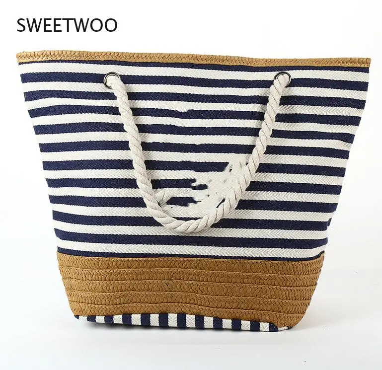 Для женщин Летний спальный мешок полосы печати большая сумка из плотной ткани