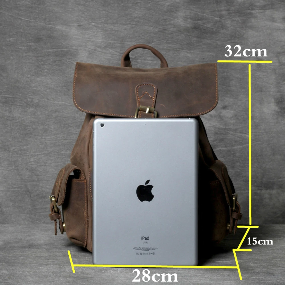 

MOTAORA Women's Backpack Handmade Genuine Leather Backpacks For Women Crazy Horse Cowhide Bags For 11" IPAD Pro Retro Casual Bag