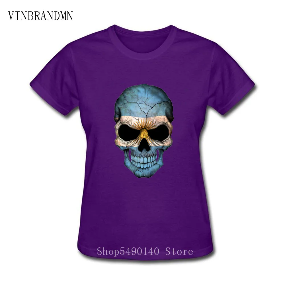 Sugar Skull Argentina Flag дизайнерская женская футболка из 100% хлопка в стиле хип-хоп уличная