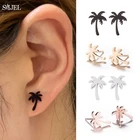 Женские богемные серьги-гвоздики с кокосовым деревом, модные ювелирные украшения из нержавеющей стали с изображением дерева, Пальмовые Листья, летняя бижутерия