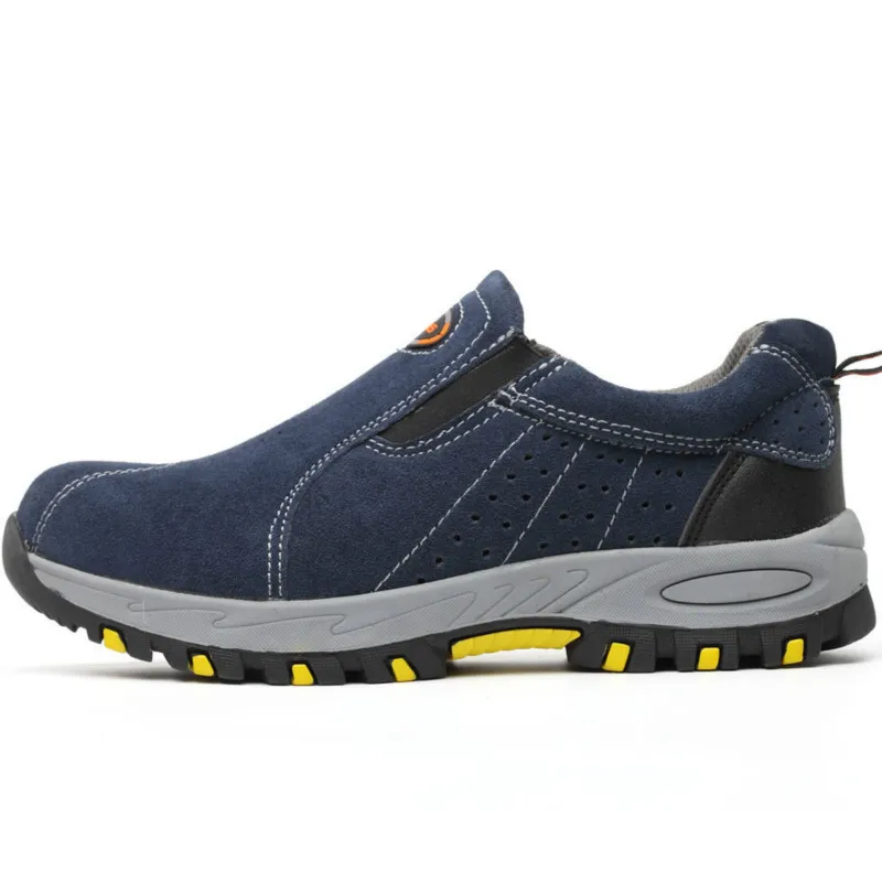 Ботинки мужские рабочие без шнуровки дышащие стальной носок защита от проколов