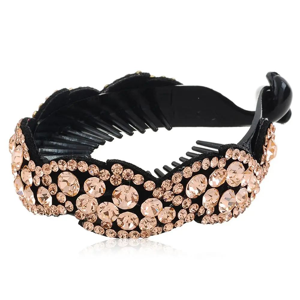 Fashion Rhinestone Leaves Shape Hair Clips Claws Women Ladies Hairpins Openwork Floral Crystal Bird Nest Barrette Headwear