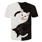 Новая крутая футболка для мужчин и женщин, футболка с 3d принтом кота, фигурка кота, короткий рукав, мужской универсальный топ, забавная повседневная мужская одежда с круглым вырезом