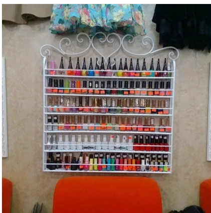 

white 6 Layer Iron Nail Polish Shelf Black Nail Shop Exhibition Shelf Nail Polish Display Wall Rack Makeup Organizer