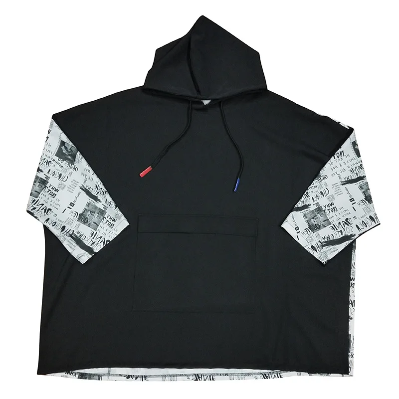 Мужская футболка с капюшоном и длинным рукавом уличная мода хип хоп