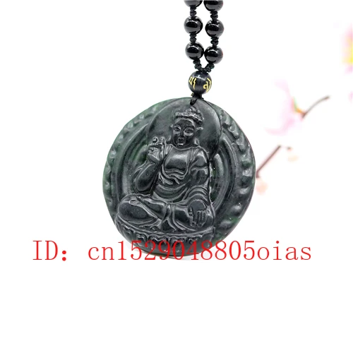 Натуральный черный зеленый нефрит обсидиан Будда кулон бусины ожерелье