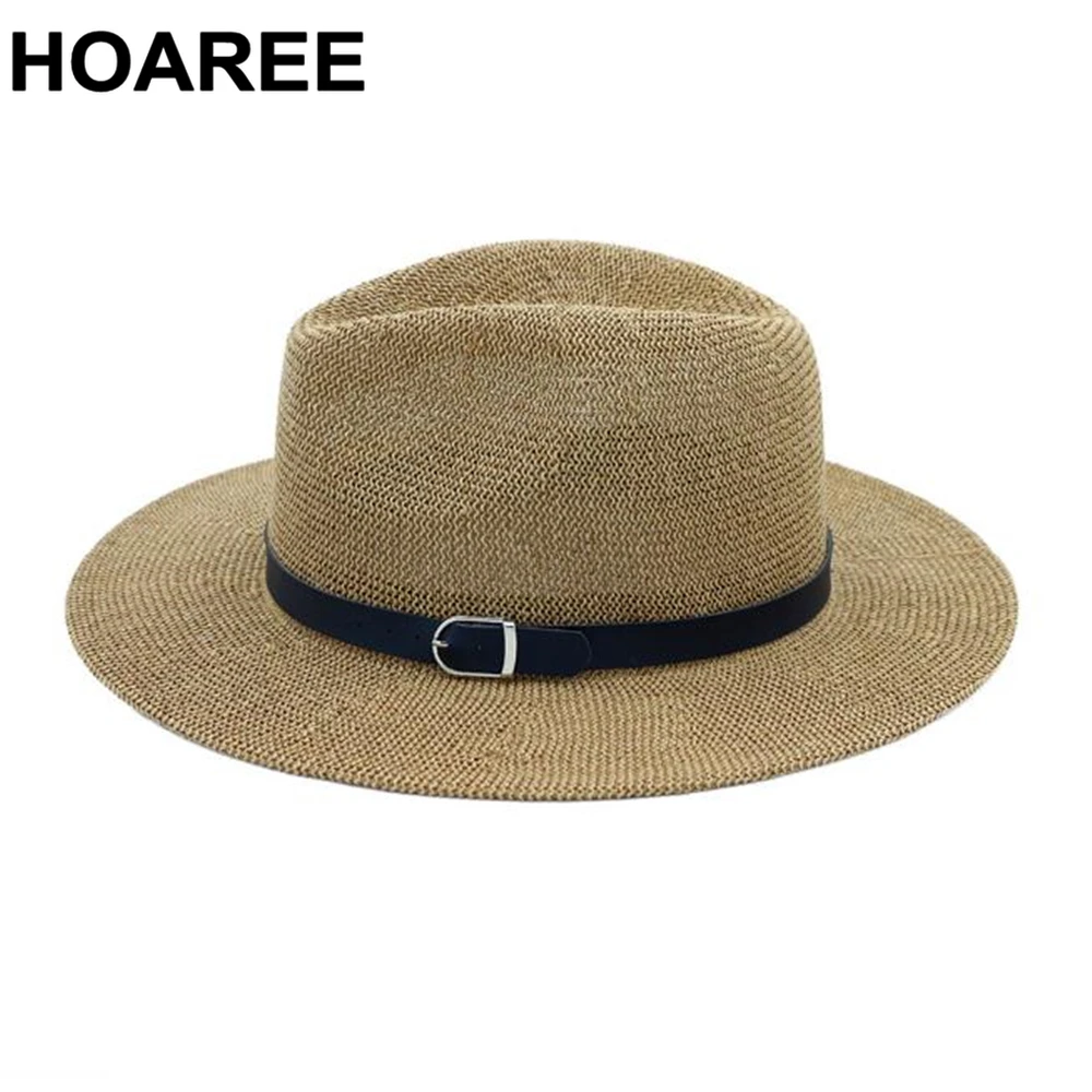 Шляпа HOAREE соломенная для мужчин и женщин Панама от солнца Пляжная с широкими