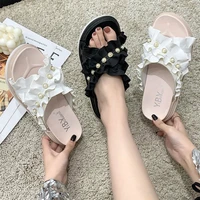fashion sandals 2020 summer new outer wear string bead beach lace leisure thick bottom flat with slides high quality med 3cm 5cm