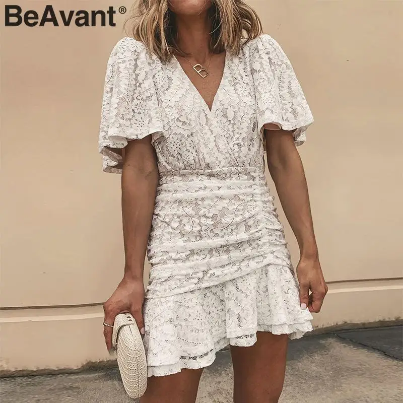 BeAvant А силуэт летнее кружевное платье женское сексуальное с v образным вырезом