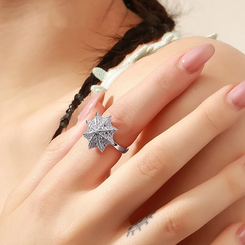 

Best-selling fashion personality European and American style accessories diamond umbrella ring rose gold jewelry wholesale