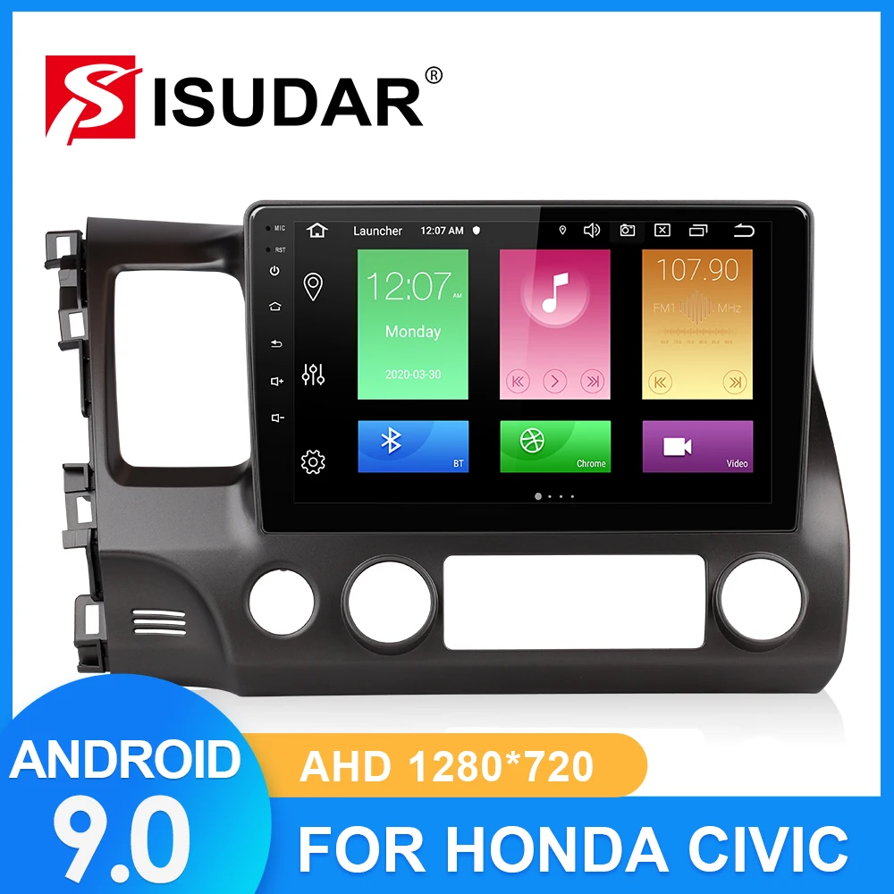 Автомагнитола ISUDAR для Honda Civic 2006 2007 2008 2012 2 din Android 9 Авторадио мультимедиа GPS DVR