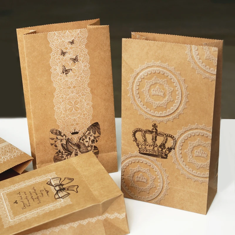 6 шт. винтажная Корона крафт бумажный мешок цветок Бабочка бант кружева