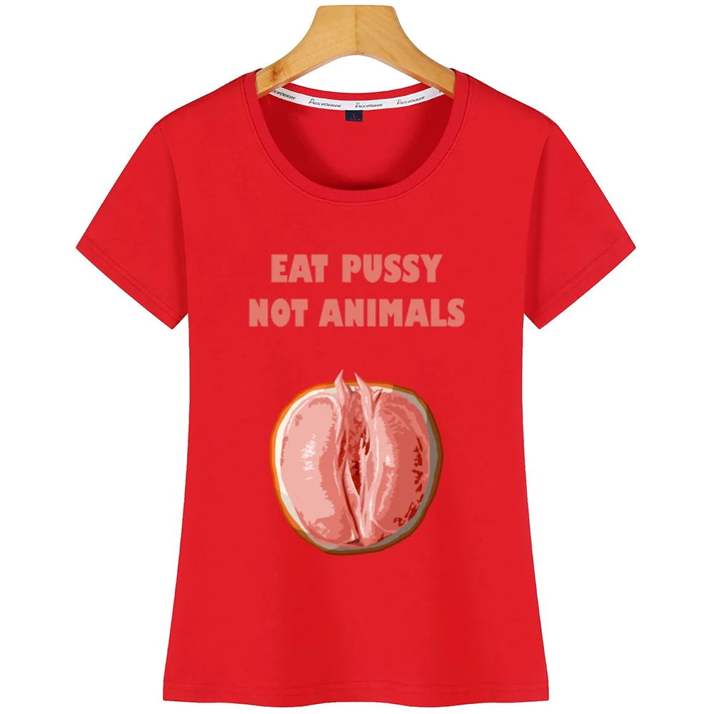 Женская футболка летняя винтажная на заказ Lgbt Vegan Ve Eat Pussy Not Animals|Футболки| |