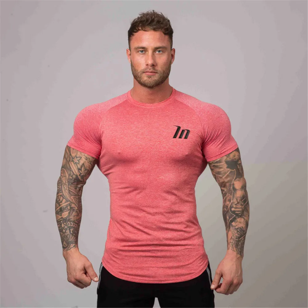 

Compression Skinny T-shirt Quick dry Superelastic Shirt Mens Gyms Fitness Bodybuilding Workout Tees Tops Jogger Sporty Clothing