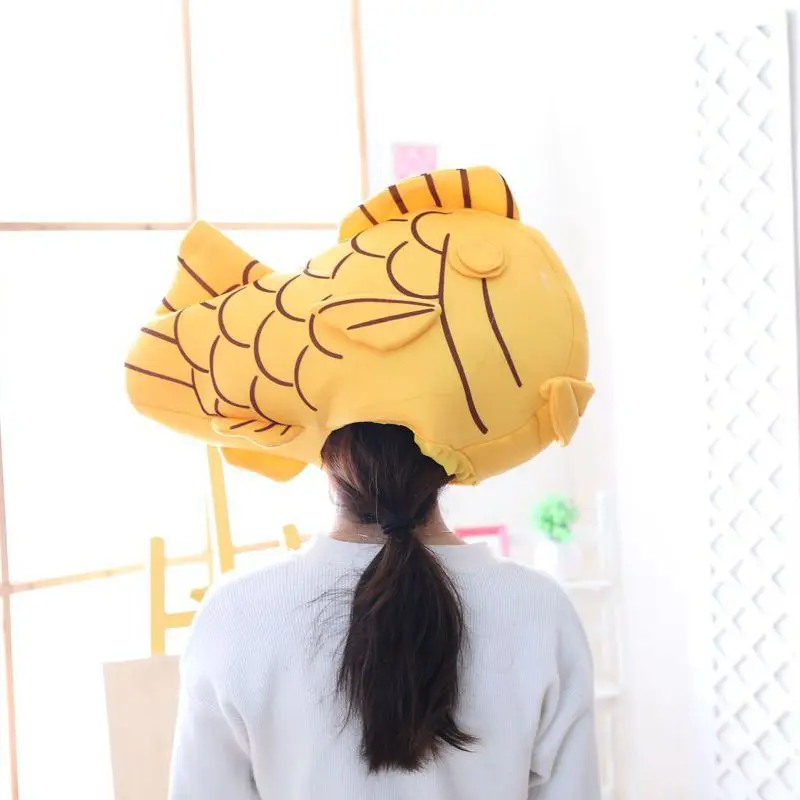 

Cute personality taiyaki headgear hat yellow croaker headgear hat photo props