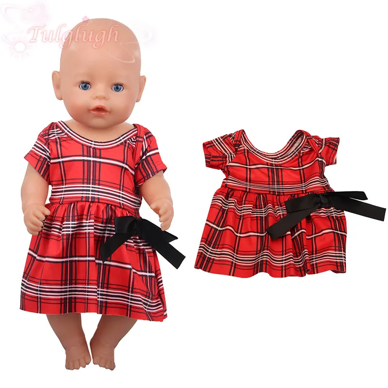 Новинка 2021 платье с бантом в красную клетку подходит для кукол-новорожденных 43 см