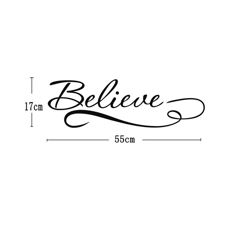 JJRUI Believe Quote Съемные Виниловые настенные художественные цитаты наклейка домашний