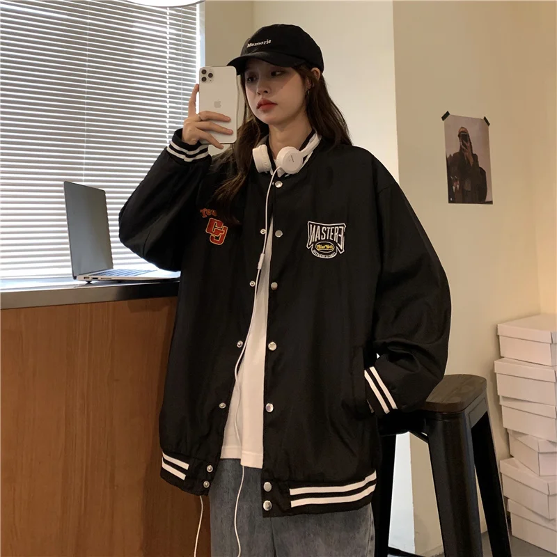 

Jacket Women's Spring and Autumn Loose Style Thin and Hiphop Baseball Uniform
