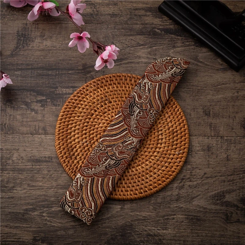 

Chinese Classical Hand Fan Cover Bag Vintage Embroidery Wave Clouds Heldheld Folding Fan Sleeve Protector Pouch Pocket