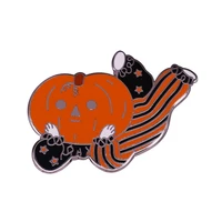 lying on the ground pumpkin man child lapel pin christmas halloween brooch badge festive atmosphere ornaments