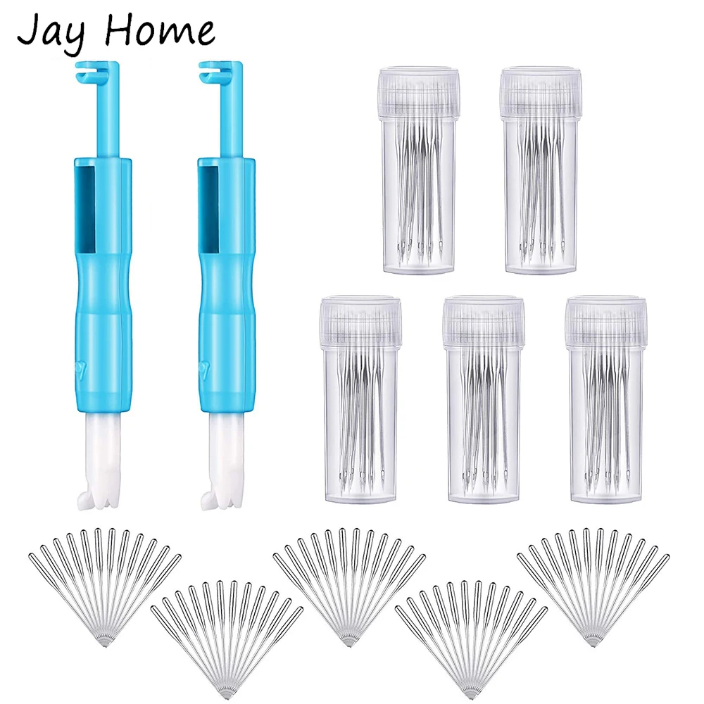 

50Pcs Home Sewing Machine Needles Size 9 11 12 14 16 18 with Bottles & 2Pcs Sewing Machine Needle Threader Inserter Sewing Tools