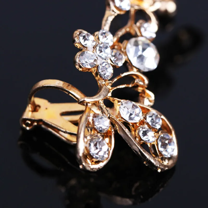 1 шт. привлекательные женские серьги клипсы в стиле ретро с кристаллами форме