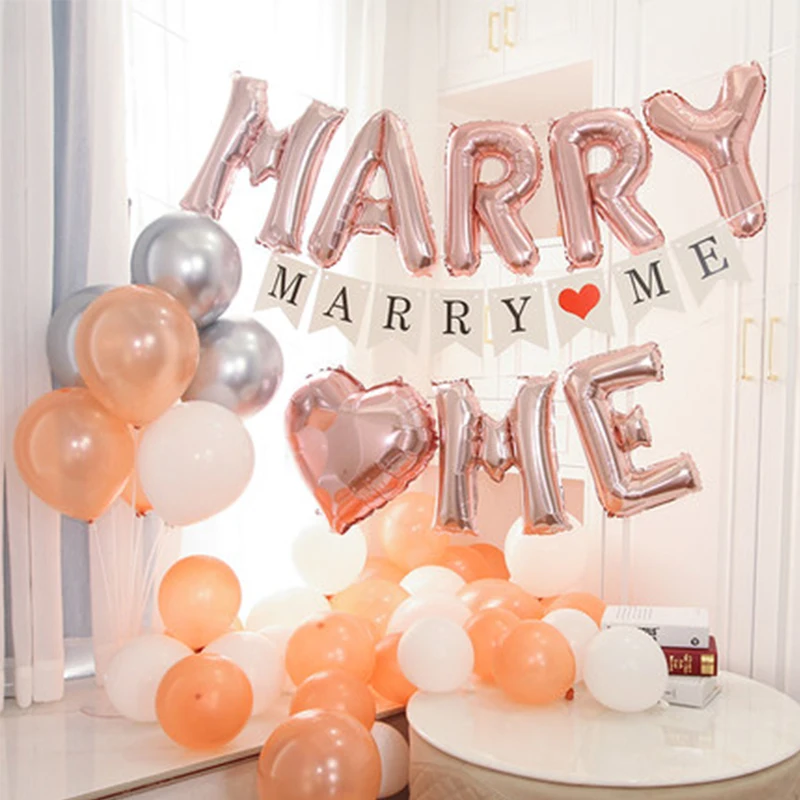 1 Набор 16 дюймов розовое золото с надписью MARRY ME воздушные шары 18 сердце
