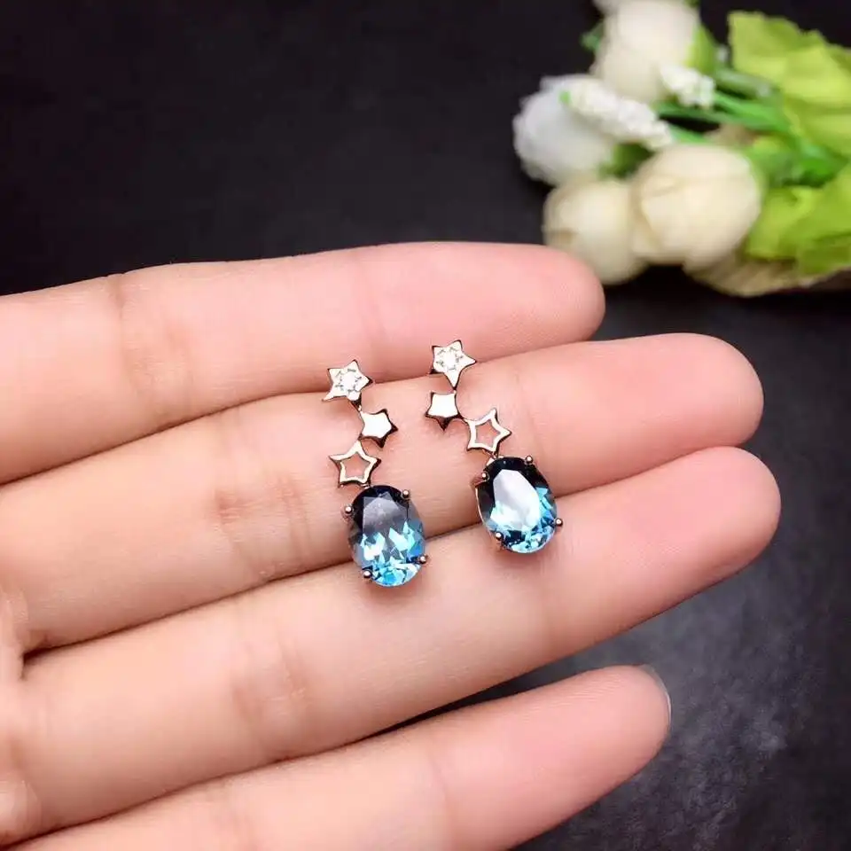 

Серьги женские из серебра 925 пробы с натуральным топазом
