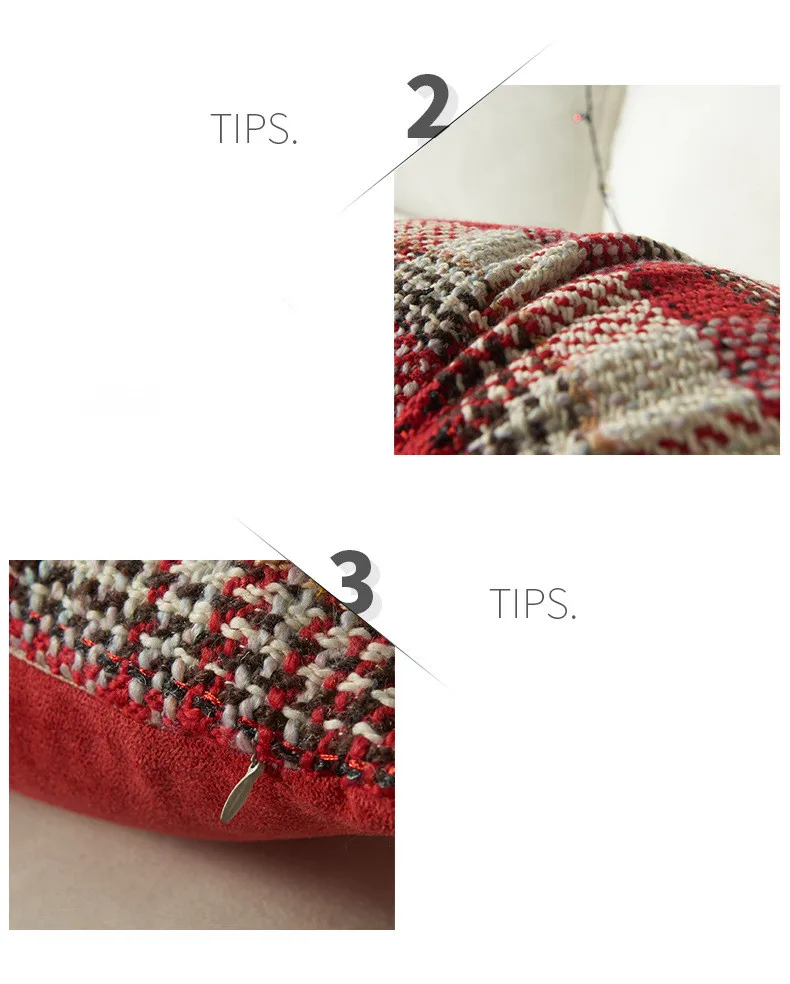 Красный черный зеленый шерстяная клетчатая наволочка для подушки