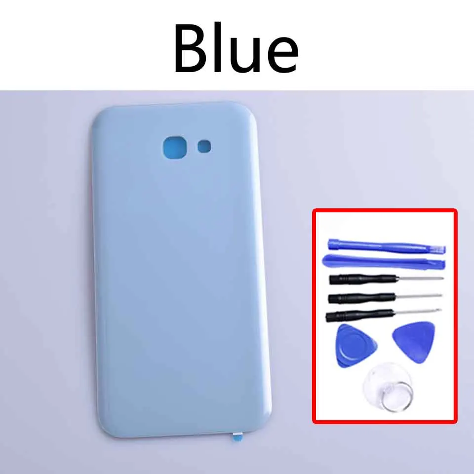 Blue-With tool A720 для Samsung Galaxy A7 A720 A720F SM-A720F Корпус Крышка батарейного отсека задняя крышка задняя дверь Шасси Корпус Замена - Цвет: Blue-With tool