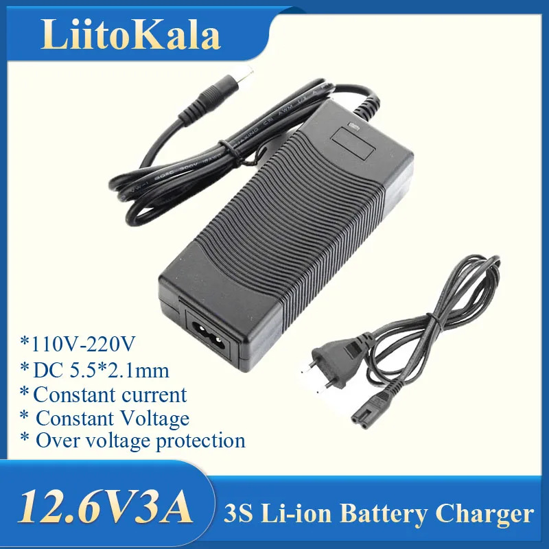 

New LiitoKala 12V 24V 36V 48V 3 serie 6 serie 7 serie 10 serie 13 corde 18650 caricabatterie al litio 12.6V 29.4V cc 5.5*2.1mm