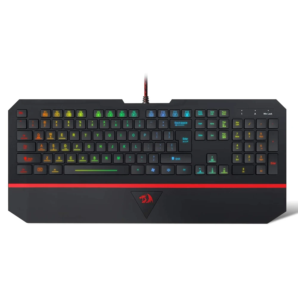 

Redragon K502 RGB игровая клавиатура светодиодный подсветкой 104 ключ Бесшумная клавиатура С упором для запястий для Windows PC игр