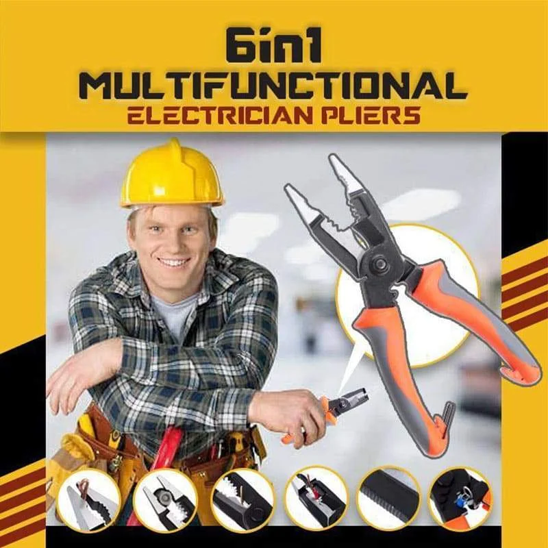 

6 In 1 Multifunctional Electrician Pliers Wire Stripper Cutter Professional Pliers Cable Separation Trimming Hand DIY Tool